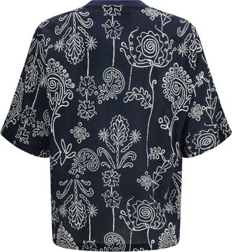 Giorgio Armani Mens Cotton T-Shirt With All Over Pattern Peacoat