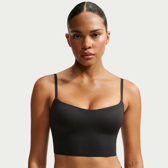 Nike Womens SKIMS Matte Cami Longline Bra in Black | IU3053-054