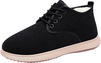 Generic Womens Corduroy Ankle Boots with Faux Fur Lined Winter Snow Boots for Cold Weather Ladies Thick Warm Lace Up Short Booties Casual Comfortable Anti-Sli