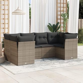 vidaXL Vidaxl - Set De Muebles De Jard&iacute;n 6 Pzas Y Cojines Rat&aacute;n Sint&eacute;tico Gris