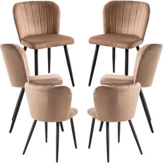 Regalos Miguel Regalos Miguel - Packs Sillas Comedor - Pack 6 Sillas Luk Terciopelo - Marr&oacute;n Claro