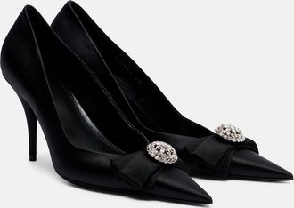 Balenciaga Avenue Palazzo 90 embellished satin pumps