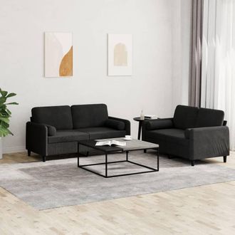vidaXL Vidaxl - Juego De Sof&aacute;s Con Cojines 2 Piezas Terciopelo Negro