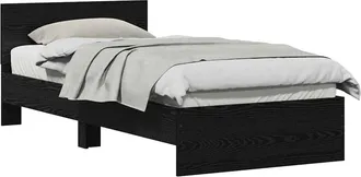 Berkfield Home Modern Bed Frame with Headboard Black Oak 90x200 cm Engineered Wood