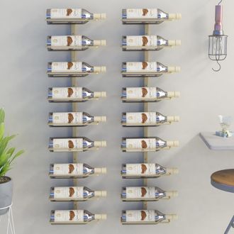 vidaXL Vidaxl - Botellero De Pared Para 9 Botellas 2 Unidades Hierro Dorado