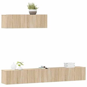 Berkfield Home Classic 3 Piece TV Cabinet Set Sonoma Oak Engineered Wood in Light Oak