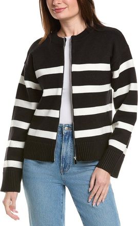 English Factory Zip-Up Striped Sweater