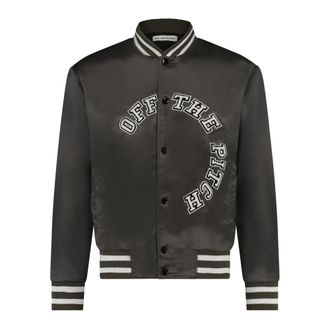 Off the Pitch Buiten het veld Satin Varsity Jacket Senior Tarmac Brown - Heren - Bomber jackets - Bruin - S - Jassen