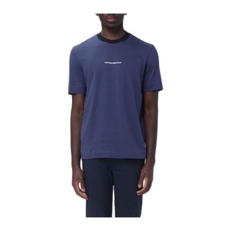 Emporio Armani T-shirt met ronde hals en logo - Heren - Tops - Blauw - Maat: XL Katoen