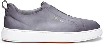 Santoni Victory Slip-On Sneaker - Heren - Schoenen - Grijs - Maat: 43 1/2 EU Leer