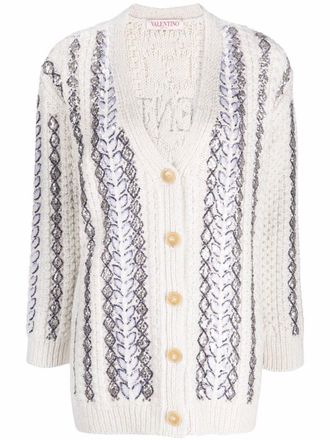 Valentino Garavani Cardigan con paillettes - Bianco