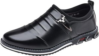 Generic Mens Patent Leather Dress Shoes, Formal Business Shoe Slip On Smart Shoes Flat Bottom Loafers Breathable Brogues Derbys Shoe Round Toe Outdoor Loafer 