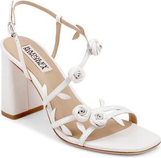 Badgley Mischka Orsola Block Heel Sandal in White Leather at Nordstrom, Size 6.5