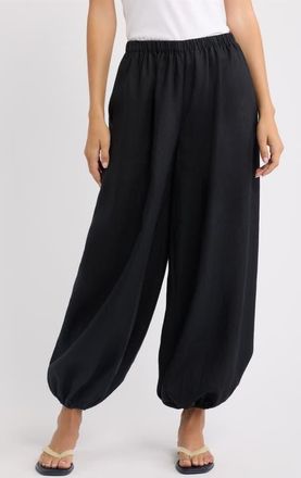 Faithfull The Brand Kortez Balloon Linen Pants in Black at Nordstrom, Size Xx-Large