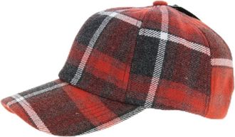 King Apparel Wool Checked Strapback Baseball Cap - Traclet, Red, Brown, Blue, Black or Mustard, One size