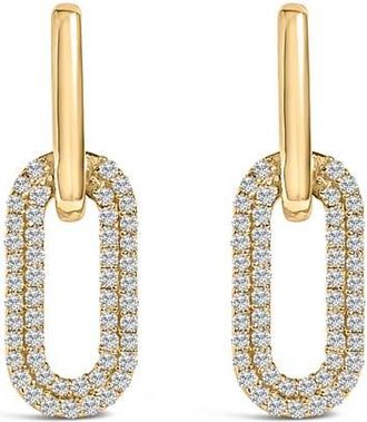 House of Brilliance 10K Gold 1/2 Cttw Lab Grown Diamond Dangling Paperclip Drop Earrings in Yellow at Nordstrom