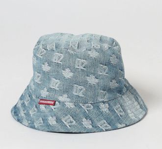 Dsquared2 Cappello in denim di cotone con logo jacquard
