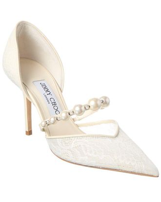 Jimmy Choo London Aurelie 85 Lace & Leather Pump
