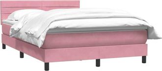 vidaXL Cama Box Spring Con Colch&oacute;n Terciopelo Rosa 160x210 Cm Vidaxl