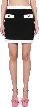 Moschino Heart Buttons Crepe Miniskirt