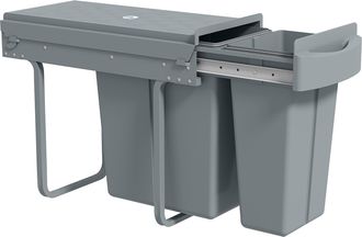 OEM Cubo De Basura Bajo Fregadero 2 Contenedores De Reciclaje Extra&iacute;ble 20l+10l Deslizamiento Suave Gris