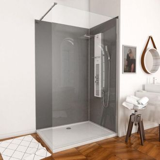 Aurlane Paneles Murales Gris 120+90 - Perfiles Cromados Y Plato Acrilico 120x90