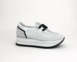 Softwaves Womens Chrys Platform Sneakers In White Silver