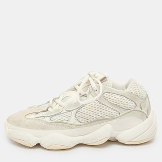 adidas Cream Mesh and Suede Yeezy 500 Bone White Low Top Sneakers Size 36
