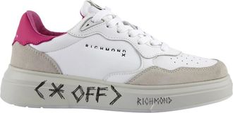 John Richmond Witte Roze Leren Sneakers - Dames - Sneakers - Wit - 36 EU - Leer - Schoenen