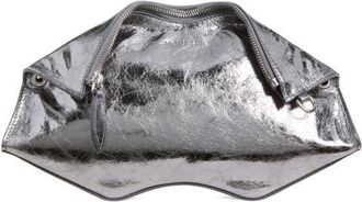 Alexander McQueen Manta Crinkled Metallic Leather Clutch in Lead at Nordstrom