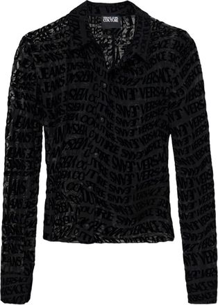 Versace Jeans Couture Camicia semi trasparente con logo - Nero