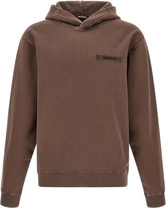 Jacquemus Hoodies & sweatvesten, Heren, Bruin, XL, Katoen, Le Hoodie Gros-Grain