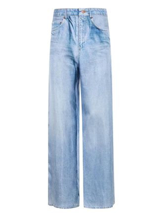 Pierre-Louis Mascia aloe silk faux denim trousers - Blue