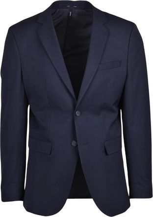 Selected Fitted Jacket - Heren - Blazers - Blauw - 2XL - Leer - Jassen