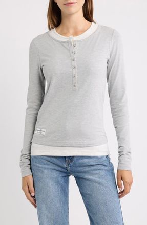 Rowing Blazers Layered Henley T-Shirt in Grey at Nordstrom, Size X-Small