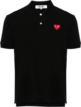 Comme Des Gar&ccedil;ons Signature Heart Patch Polo - Heren - Polos - Zwart - M - Katoen - Tops