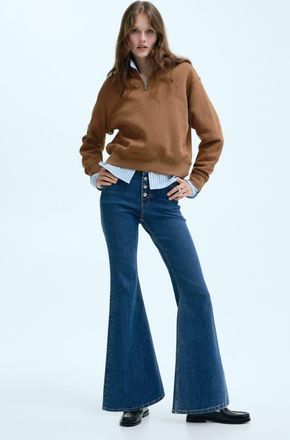 H&M Flared High Jeans in Denim Blue at Nordstrom, Size 16