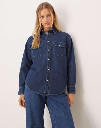 GANT Camicia comoda blu scuro in denim