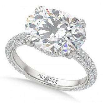 Allurez East-West Oval Lab Diamond Engagement Ring Platinum (6.90ct)