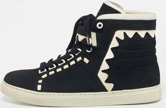 Sophia Webster Black/white Suede And Patent Leather Riko Sneakers