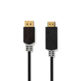 Nedis Cable Displayport Displayport Macho Conector Hdmi 4k30hz Chapado En Oro 300 Metros Redondo Pvc Antracita Caja