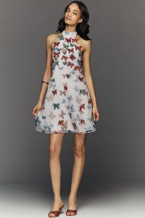 Maeve Butterfly Halter Mini Dress
