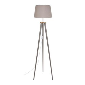 Tosel Lamp&aacute;ra de pie trepied madera Alt.155cm taupe ;Pantalla: taupe