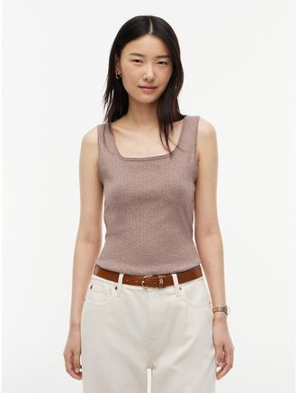 Tommy Hilfiger Womens Pointelle Tank Top - Beige - XXL