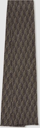 Reiss Mens Black & Grey Silk Jacquard Dress Scarf