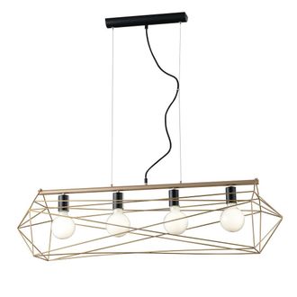 Luce-Ambiente-Design Abraxas suspension in Black and Gold Metal with Four Lights
