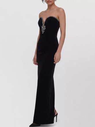 Self Portrait velvet fitted sweetheart-neckline maxi gown