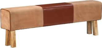 vidaXL Banco Potro Gimnasio Cuero Y Madera Acacia Maciza Marr&oacute;n 160 Cm Vidaxl