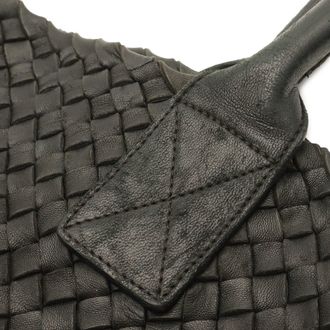 Bottega Veneta Intrecciato Black Leather Handbag Shoulder Bag Tote Bag (Pre-Owned)