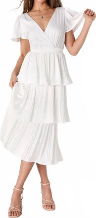 Lulus Twirl-Wind Romance Satin Tiered Midi Dress In White